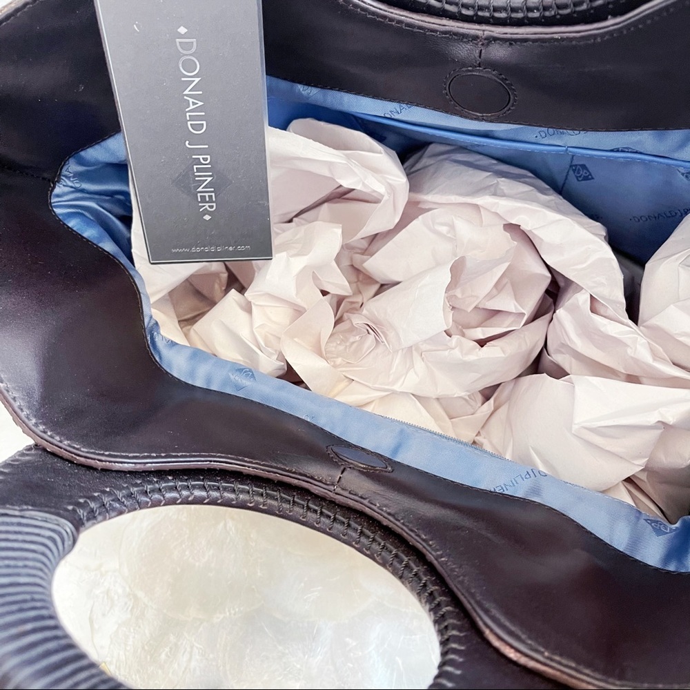 Genuine Leather Brown Ivory Python Print Tote NEW… - image 10